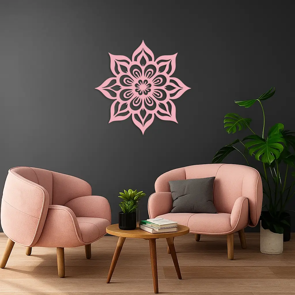 Lotus Mandala Metal Wall Art – Floral Geometric Silhouette - KAFGP059 by Enova Art