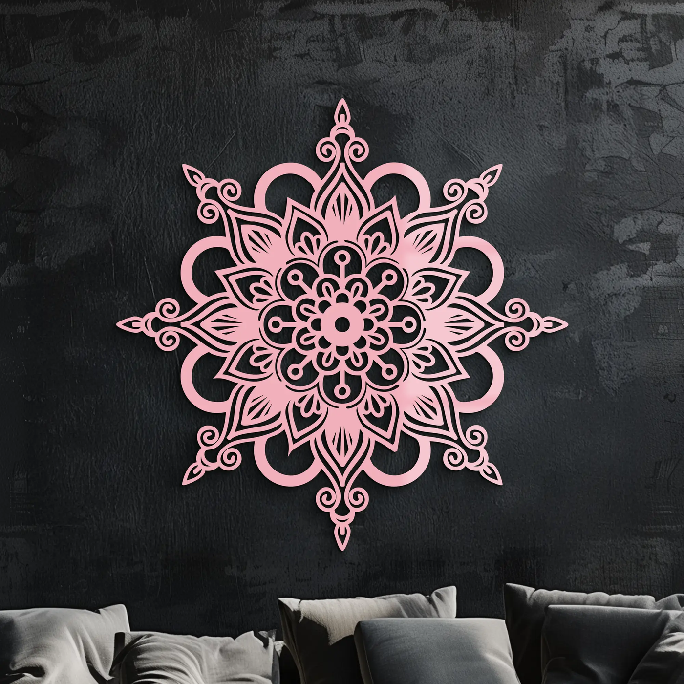 Mandala Silhouette Metal Wall Art – Sacred Geometry Flower Design - KAFGP060 by Enova Art