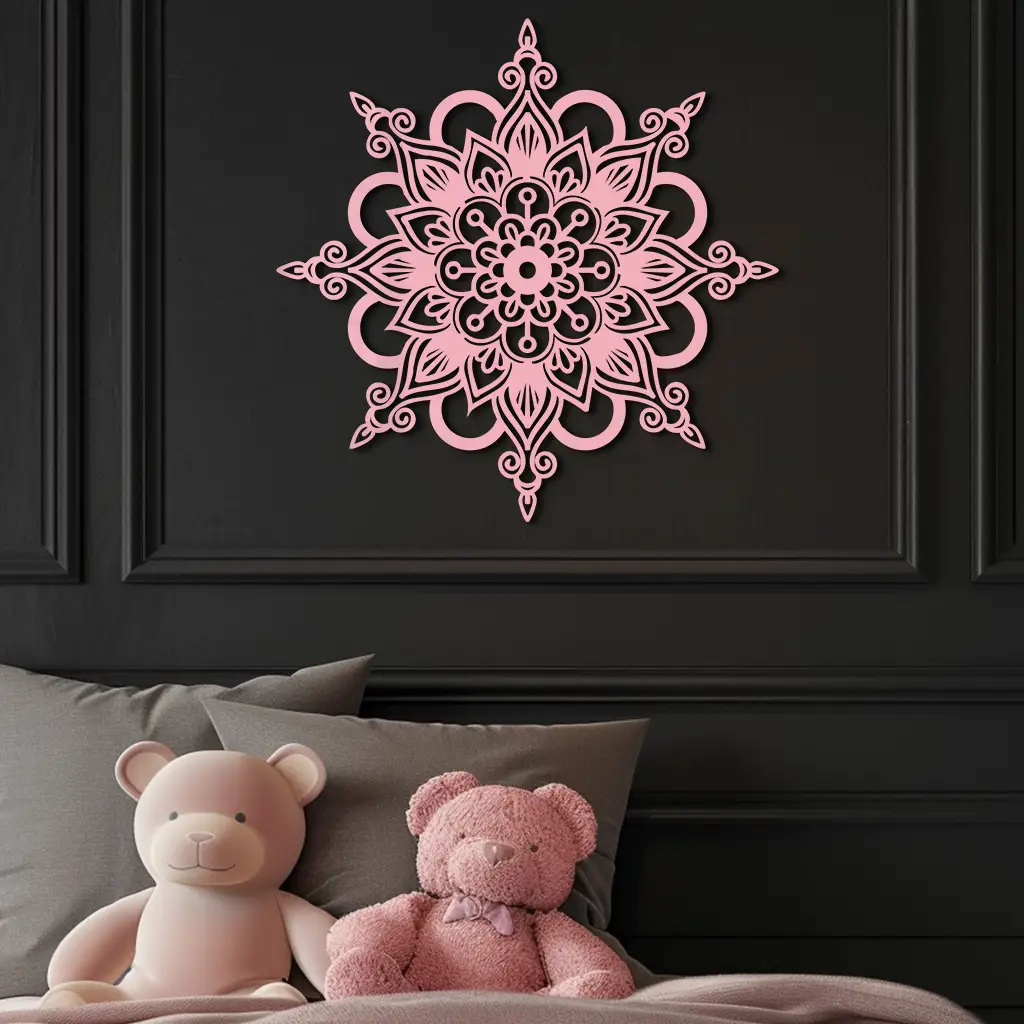 Mandala Silhouette Metal Wall Art – Sacred Geometry Flower Design - KAFGP060 by Enova Art