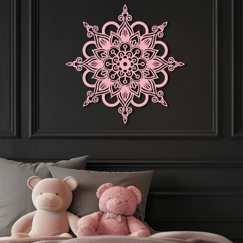 Mandala Silhouette Metal Wall Art – Sacred Geometry Flower Design - KAFGP060 by Enova Art