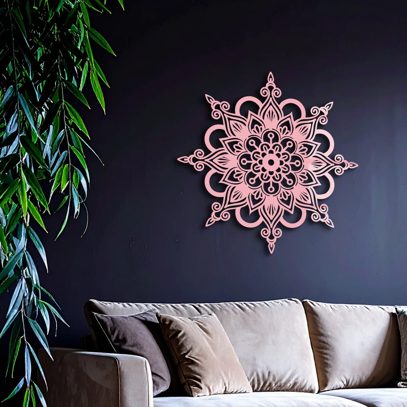 Mandala Silhouette Metal Wall Art – Sacred Geometry Flower Design - KAFGP060 by Enova Art