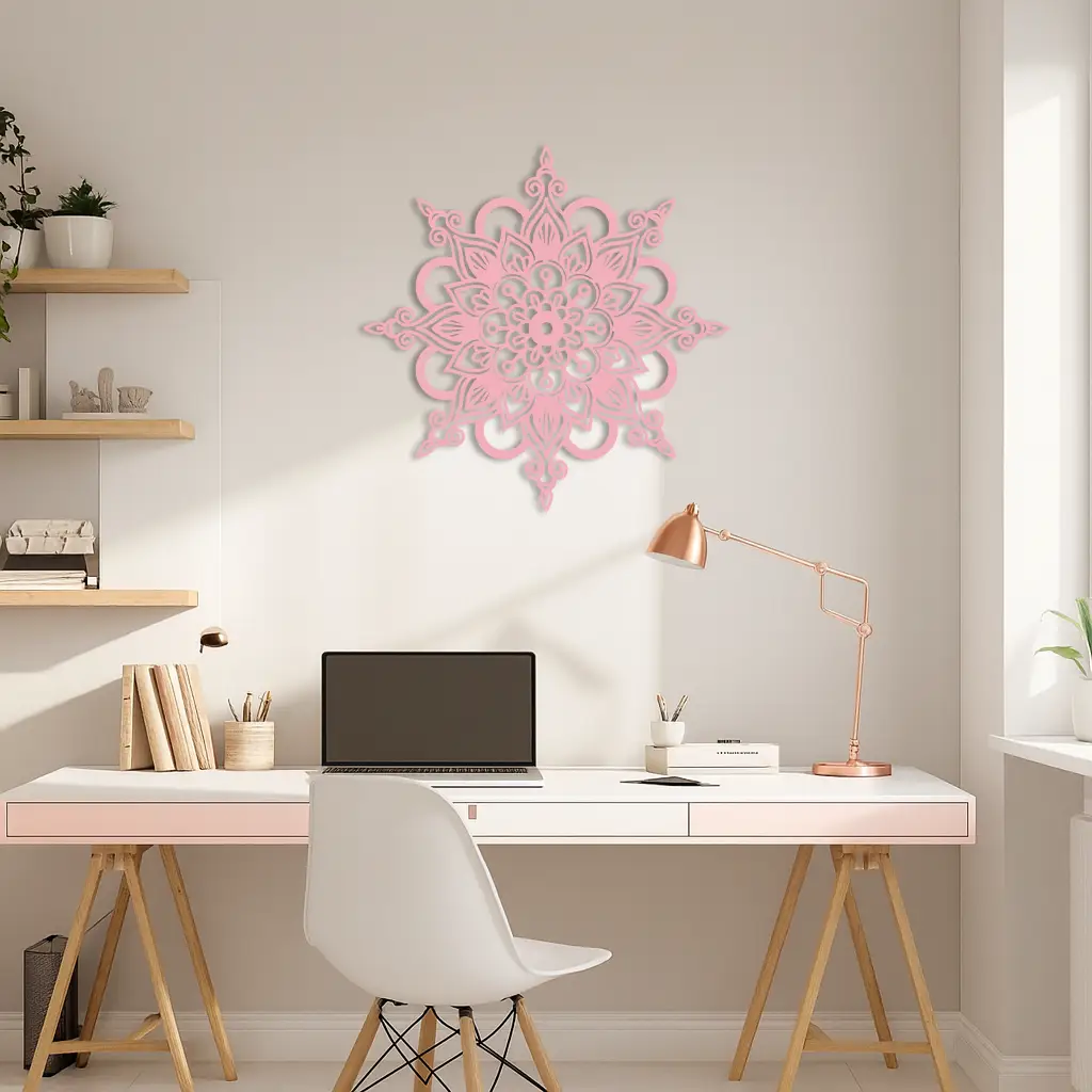 Mandala Silhouette Metal Wall Art – Sacred Geometry Flower Design - KAFGP060 by Enova Art