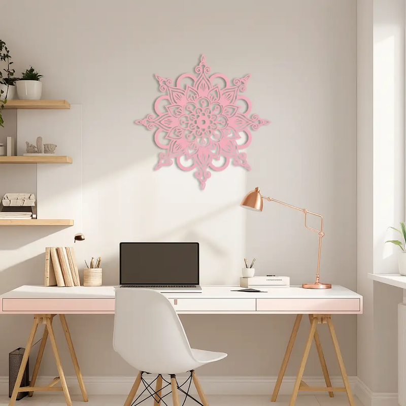 Mandala Silhouette Metal Wall Art – Sacred Geometry Flower Design - KAFGP060 by Enova Art