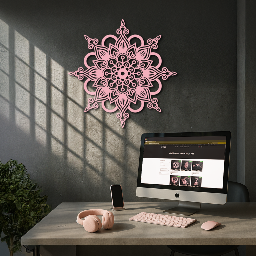 Mandala Silhouette Metal Wall Art – Sacred Geometry Flower Design - KAFGP060 by Enova Art