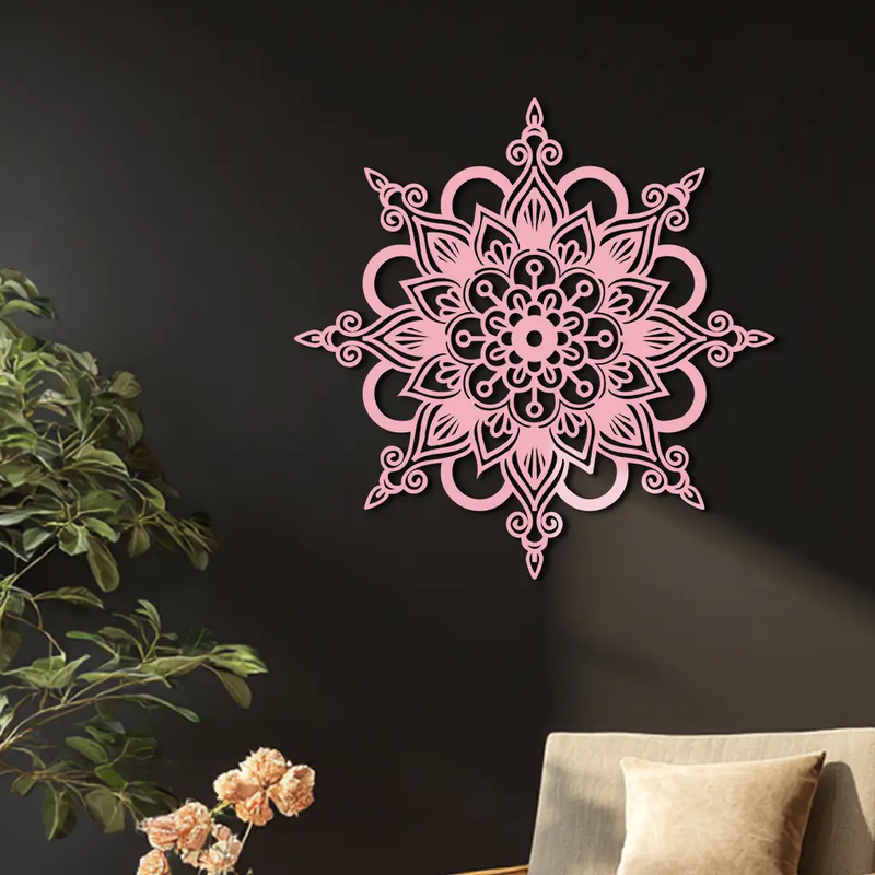 Mandala Silhouette Metal Wall Art – Sacred Geometry Flower Design - KAFGP060 by Enova Art