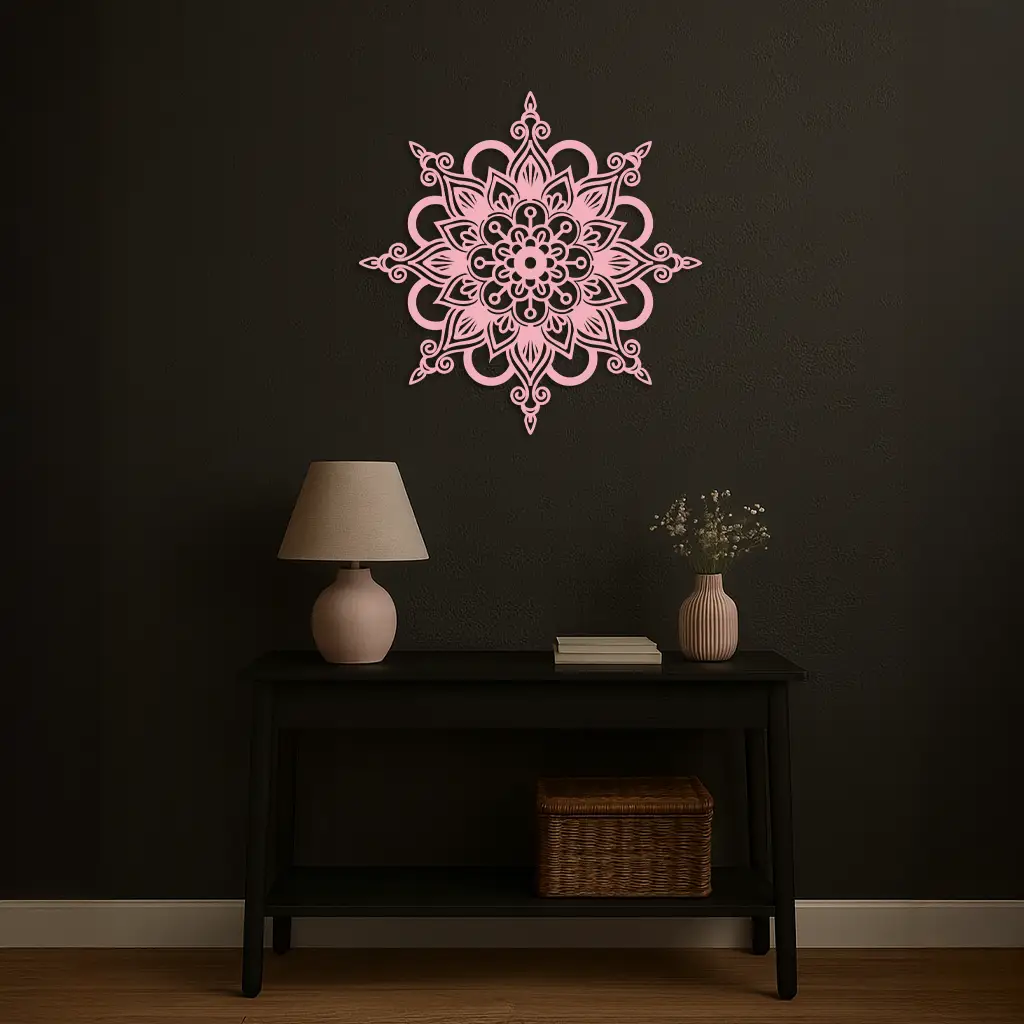 Mandala Silhouette Metal Wall Art – Sacred Geometry Flower Design - KAFGP060 by Enova Art