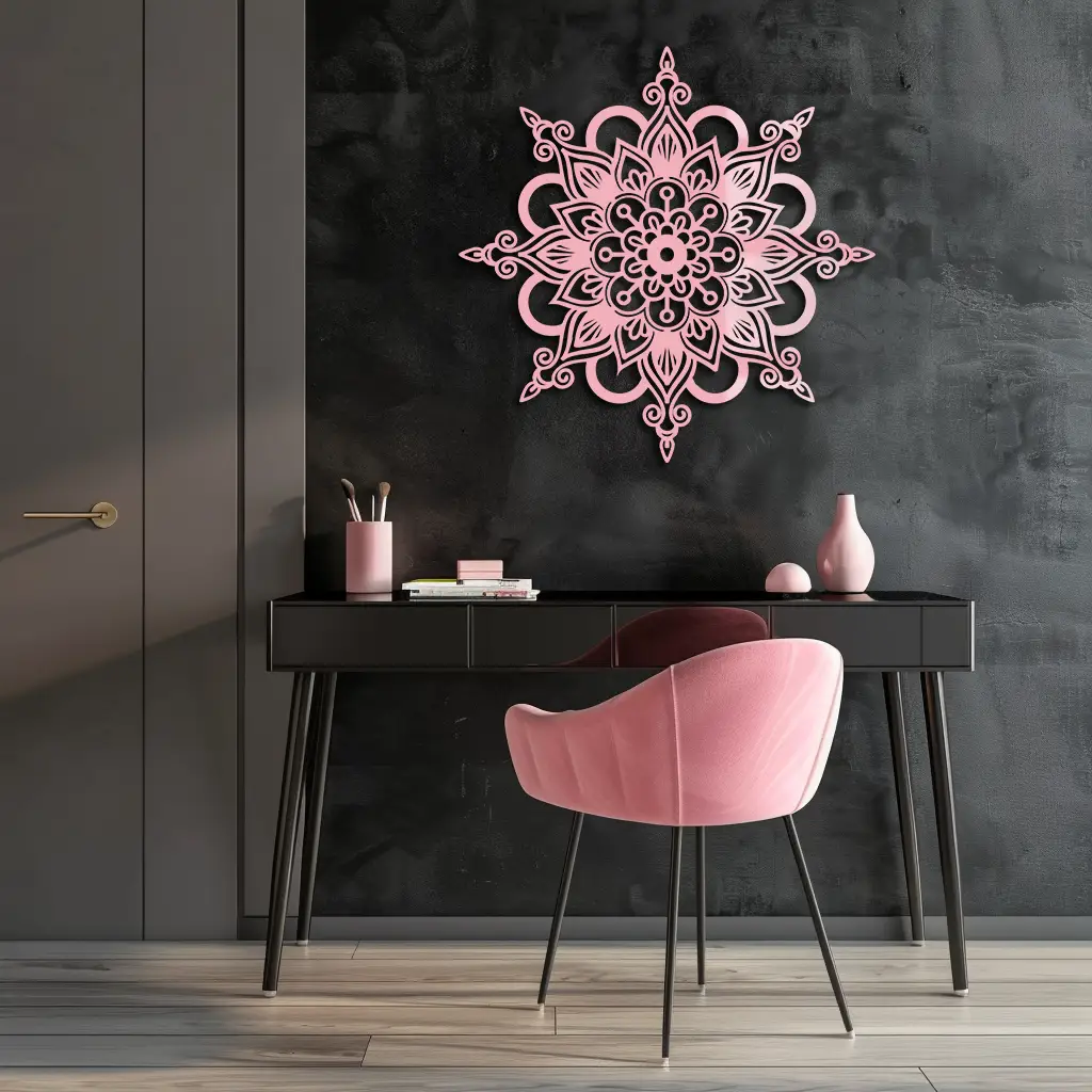 Mandala Silhouette Metal Wall Art – Sacred Geometry Flower Design - KAFGP060 by Enova Art