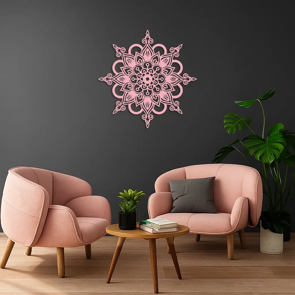 Mandala Silhouette Metal Wall Art – Sacred Geometry Flower Design - KAFGP060 by Enova Art