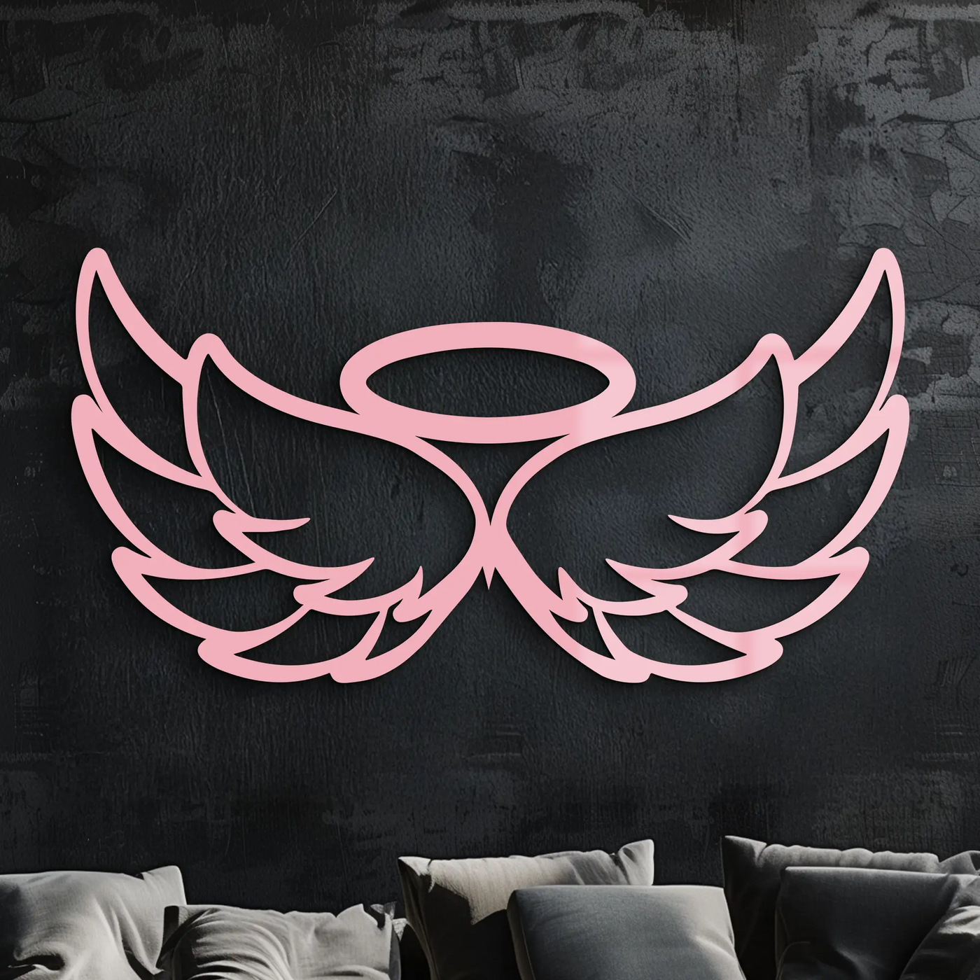 Angel Halo with Wings Metal Wall Art – Spiritual Silhouette Design - KAFGP062 by Enova Art