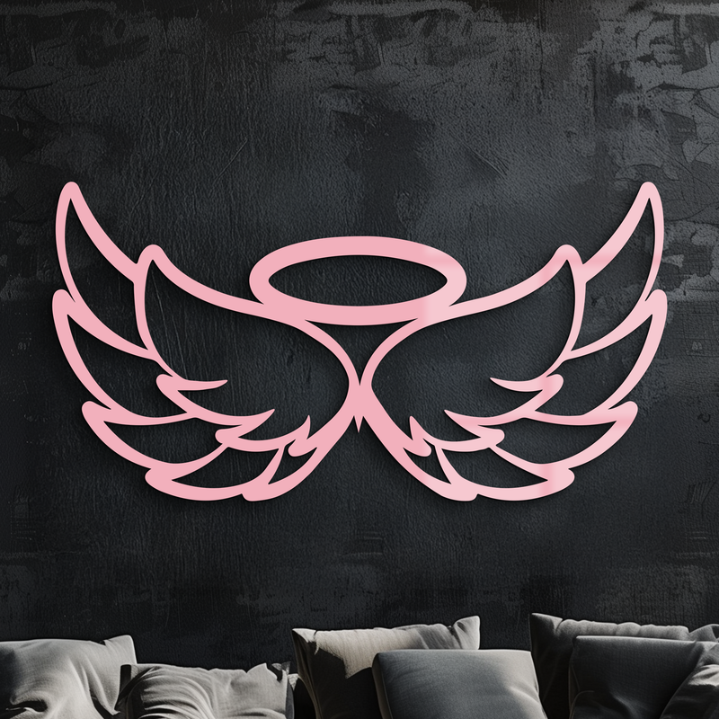 Angel Halo with Wings Metal Wall Art – Spiritual Silhouette Design - KAFGP062 by Enova Art