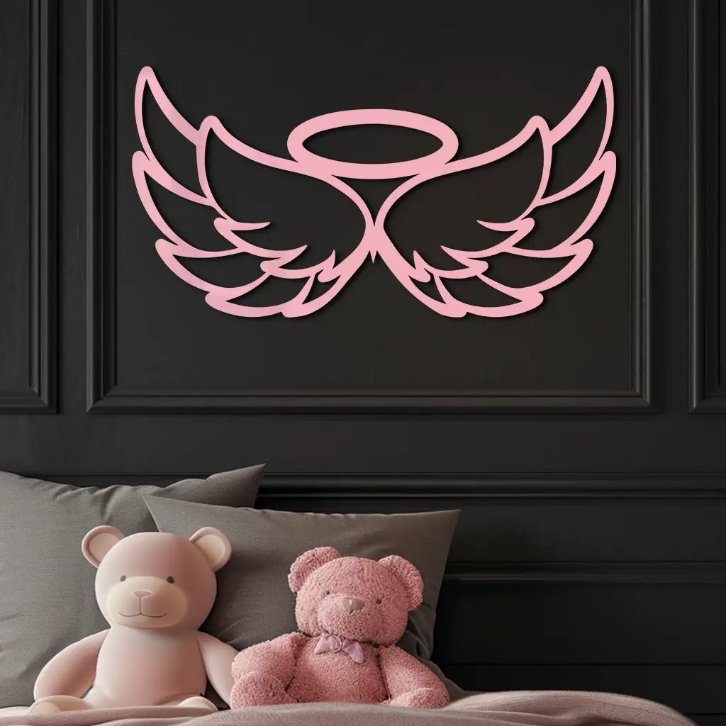 Angel Halo with Wings Metal Wall Art – Spiritual Silhouette Design - KAFGP062 by Enova Art