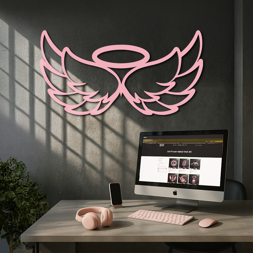 Angel Halo with Wings Metal Wall Art – Spiritual Silhouette Design - KAFGP062 by Enova Art
