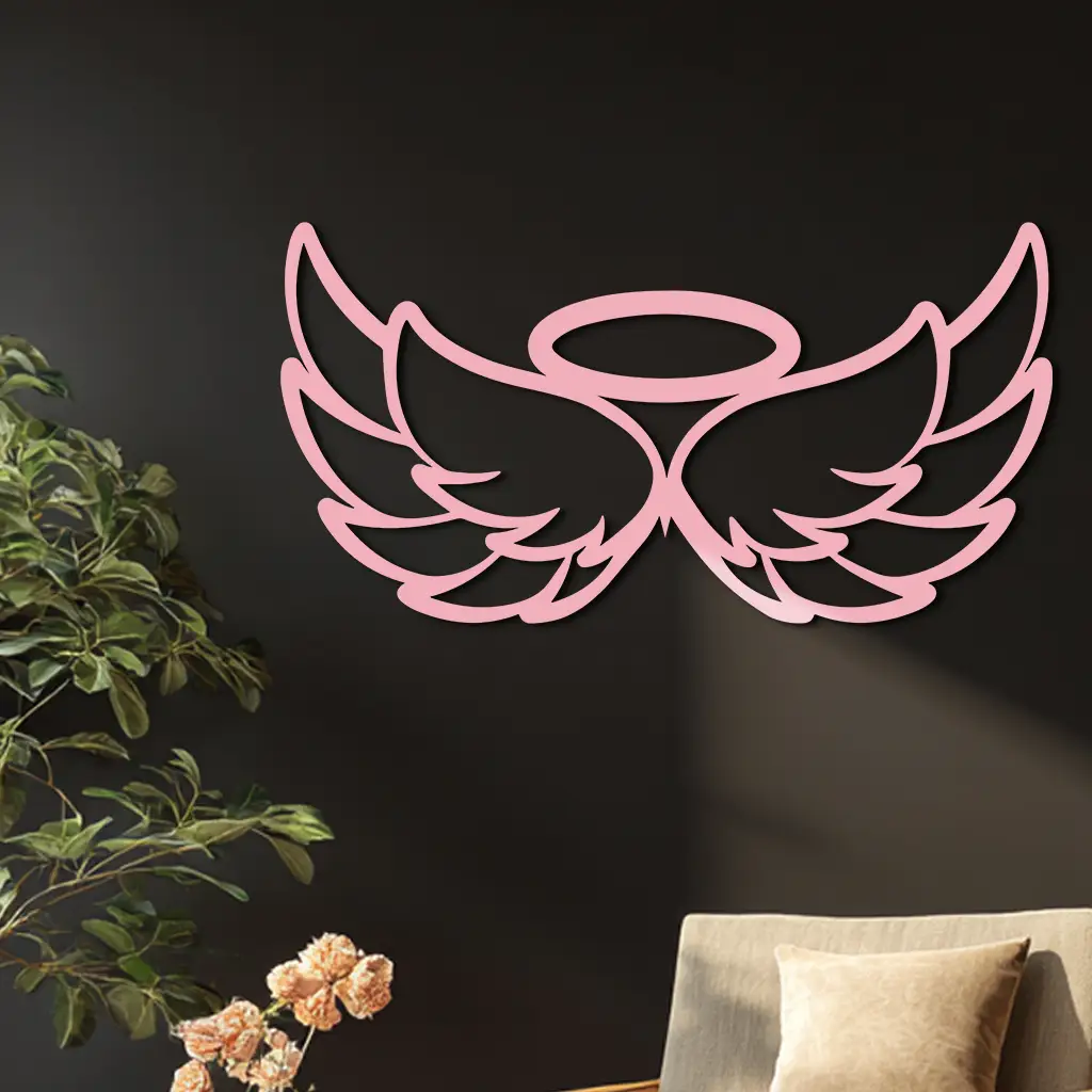 Angel Halo with Wings Metal Wall Art – Spiritual Silhouette Design - KAFGP062 by Enova Art