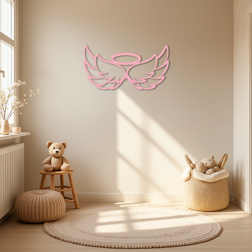 Angel Halo with Wings Metal Wall Art – Spiritual Silhouette Design - KAFGP062 by Enova Art