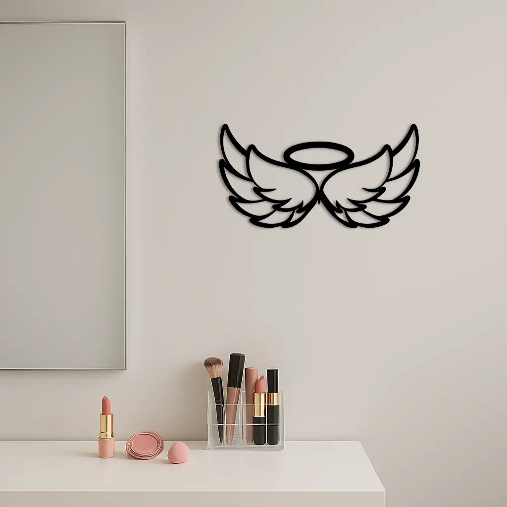 Angel Halo with Wings Metal Wall Art – Spiritual Silhouette Design - KAFGP062 by Enova Art