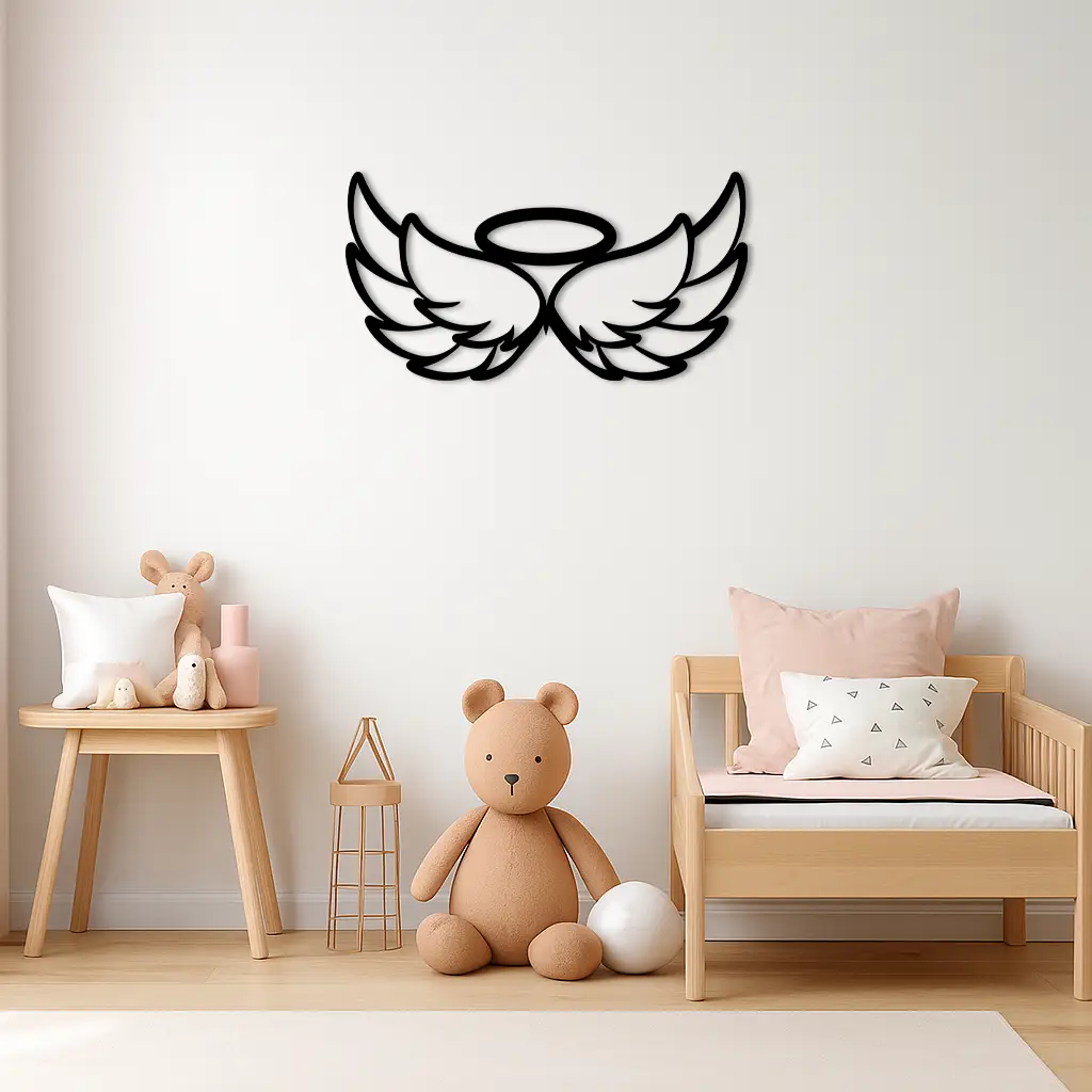 Angel Halo with Wings Metal Wall Art – Spiritual Silhouette Design - KAFGP062 by Enova Art