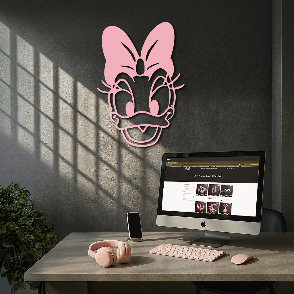Daisy Duck Silhouette Metal Wall Art – Cartoon Character Design - KAFGP063 by Enova Art