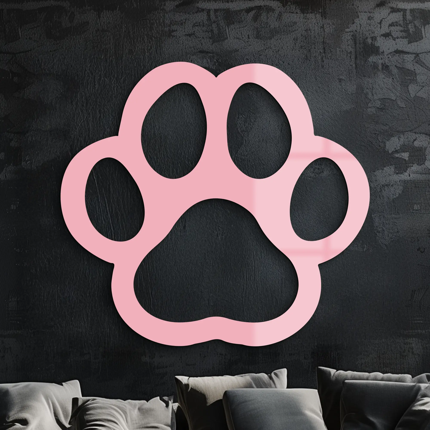 Paw Print Silhouette Metal Wall Art – Minimal Pet Lover Home Decor - KAFGP064 by Enova Art