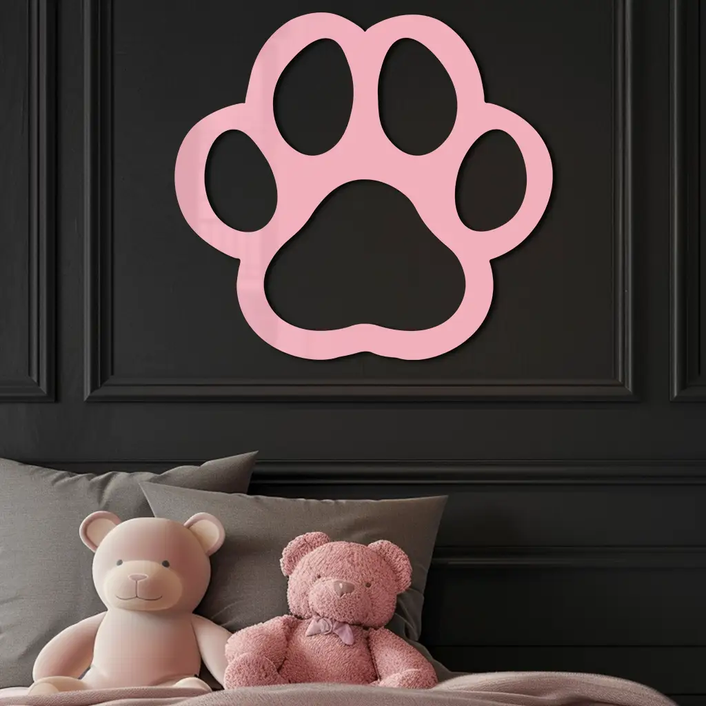Paw Print Silhouette Metal Wall Art – Minimal Pet Lover Home Decor - KAFGP064 by Enova Art