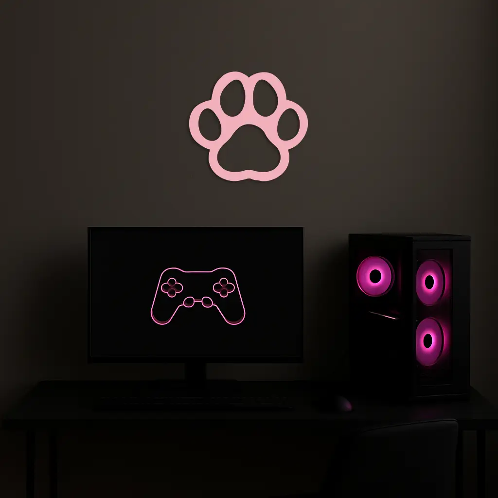 Paw Print Silhouette Metal Wall Art – Minimal Pet Lover Home Decor - KAFGP064 by Enova Art