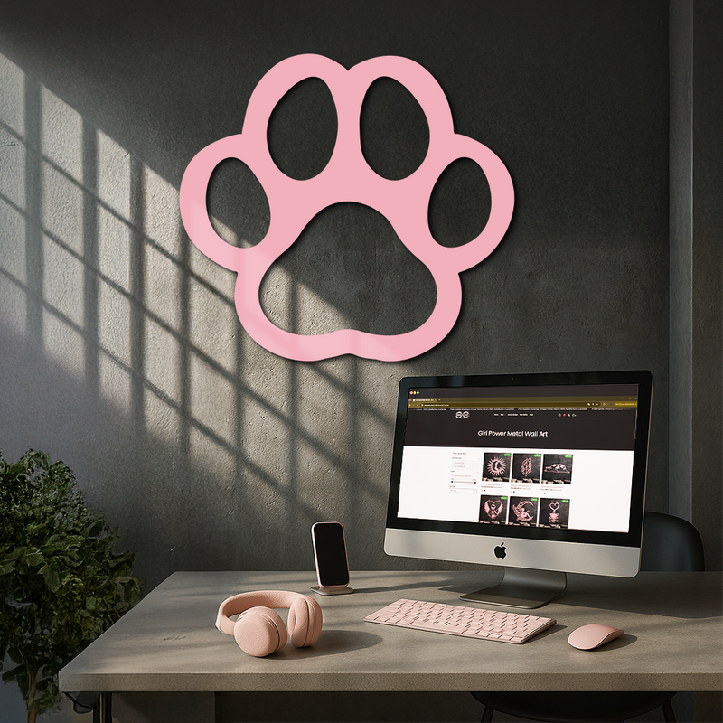 Paw Print Silhouette Metal Wall Art – Minimal Pet Lover Home Decor - KAFGP064 by Enova Art
