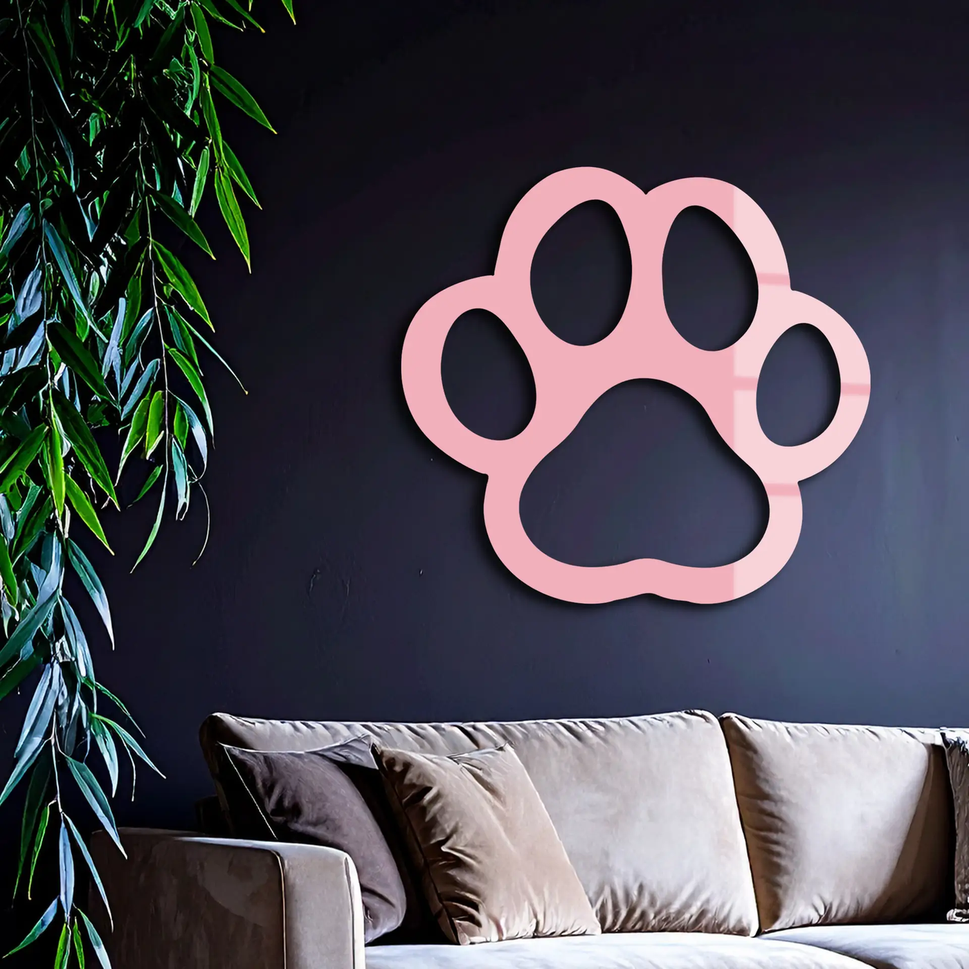 Paw Print Silhouette Metal Wall Art – Minimal Pet Lover Home Decor - KAFGP064 by Enova Art