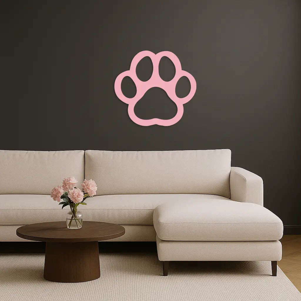 Paw Print Silhouette Metal Wall Art – Minimal Pet Lover Home Decor - KAFGP064 by Enova Art
