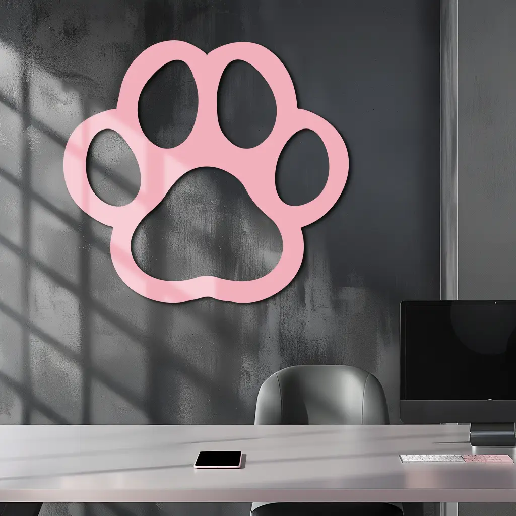 Paw Print Silhouette Metal Wall Art – Minimal Pet Lover Home Decor - KAFGP064 by Enova Art
