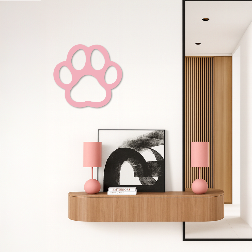 Paw Print Silhouette Metal Wall Art – Minimal Pet Lover Home Decor - KAFGP064 by Enova Art