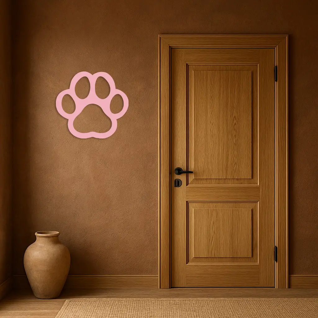Paw Print Silhouette Metal Wall Art – Minimal Pet Lover Home Decor - KAFGP064 by Enova Art