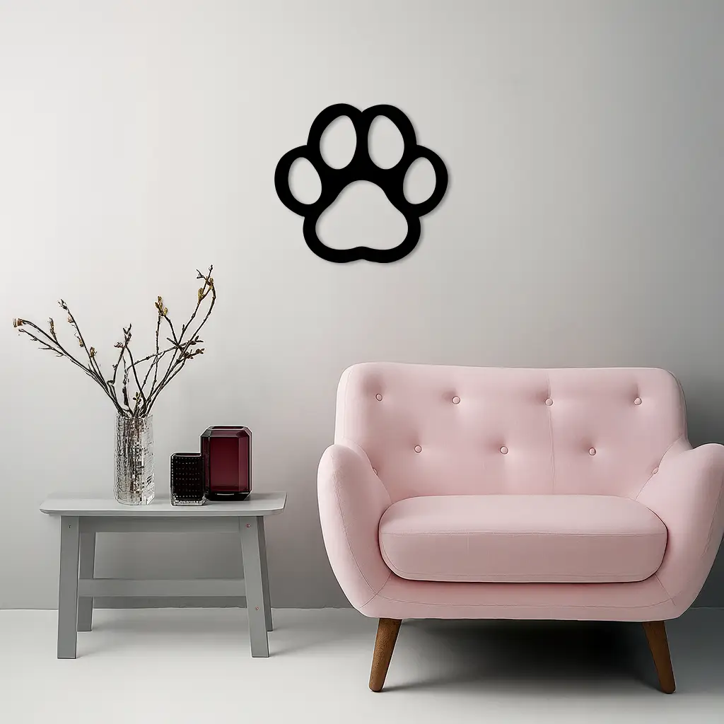 Paw Print Silhouette Metal Wall Art – Minimal Pet Lover Home Decor - KAFGP064 by Enova Art