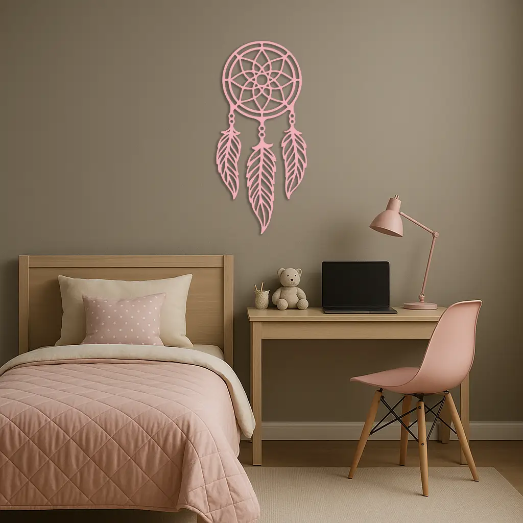 Dreamcatcher Silhouette Metal Wall Art – Boho Feather Design - KAFGP065 by Enova Art