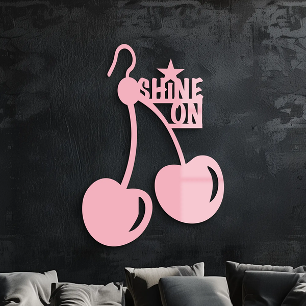 Shine On Cherry Earrings Metal Wall Art – Modern Statement Design - KAFGP066