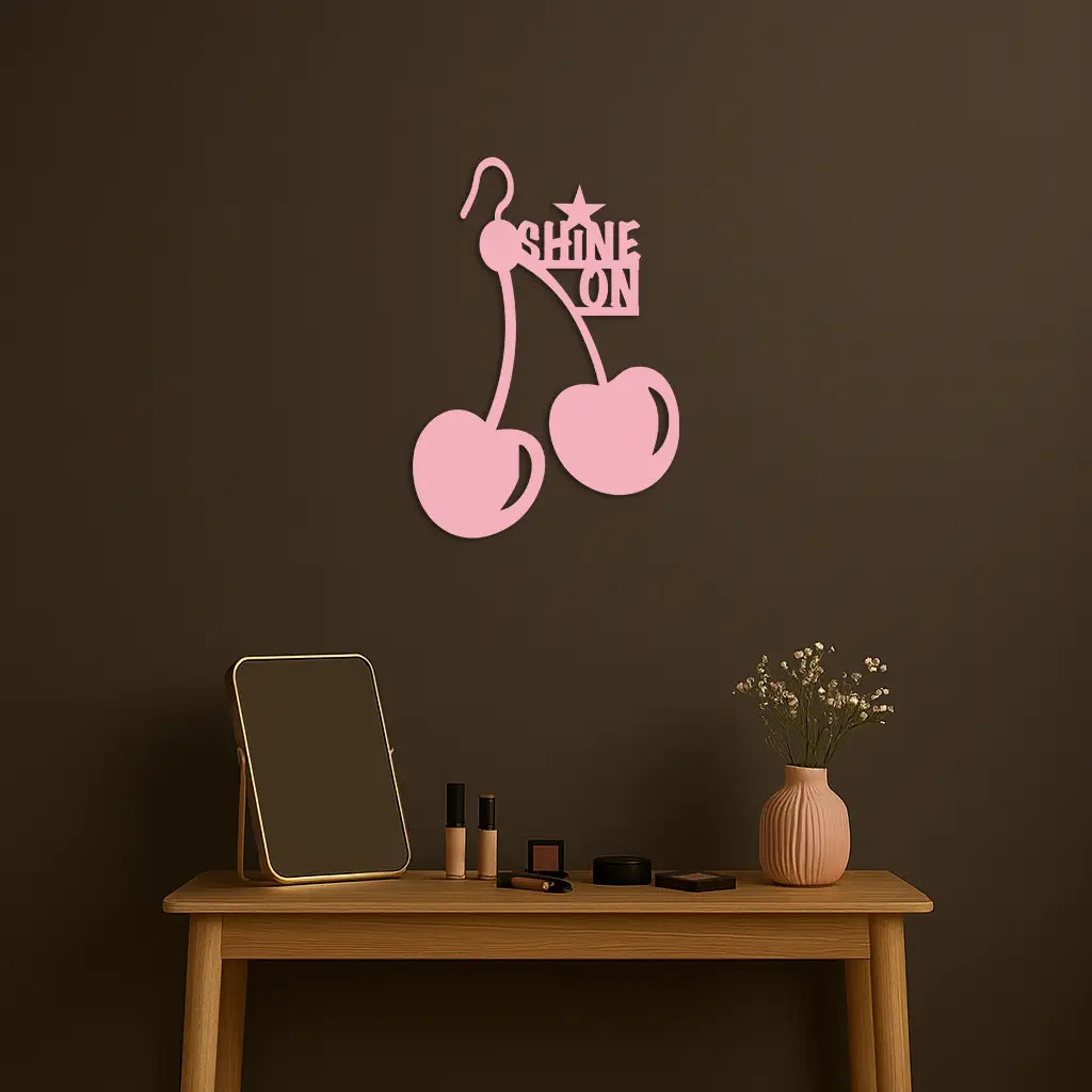 Shine On Cherry Earrings Metal Wall Art – Modern Statement Design - KAFGP066