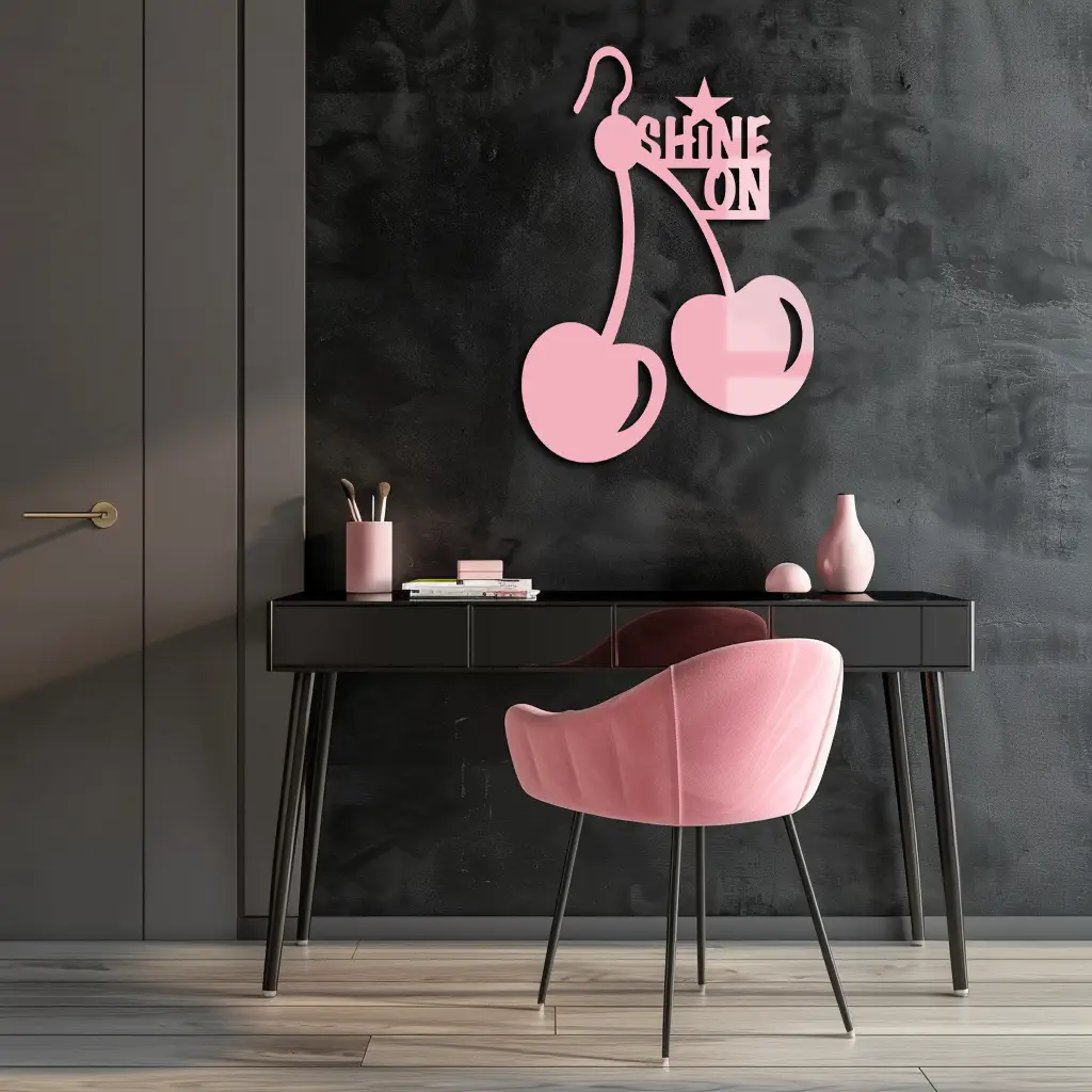 Shine On Cherry Earrings Metal Wall Art – Modern Statement Design - KAFGP066 by Enova Art