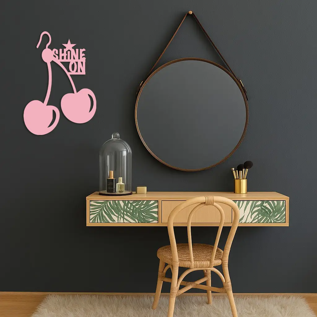 Shine On Cherry Earrings Metal Wall Art – Modern Statement Design - KAFGP066