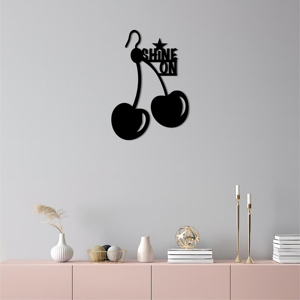 Shine On Cherry Earrings Metal Wall Art – Modern Statement Design - KAFGP066 by Enova Art