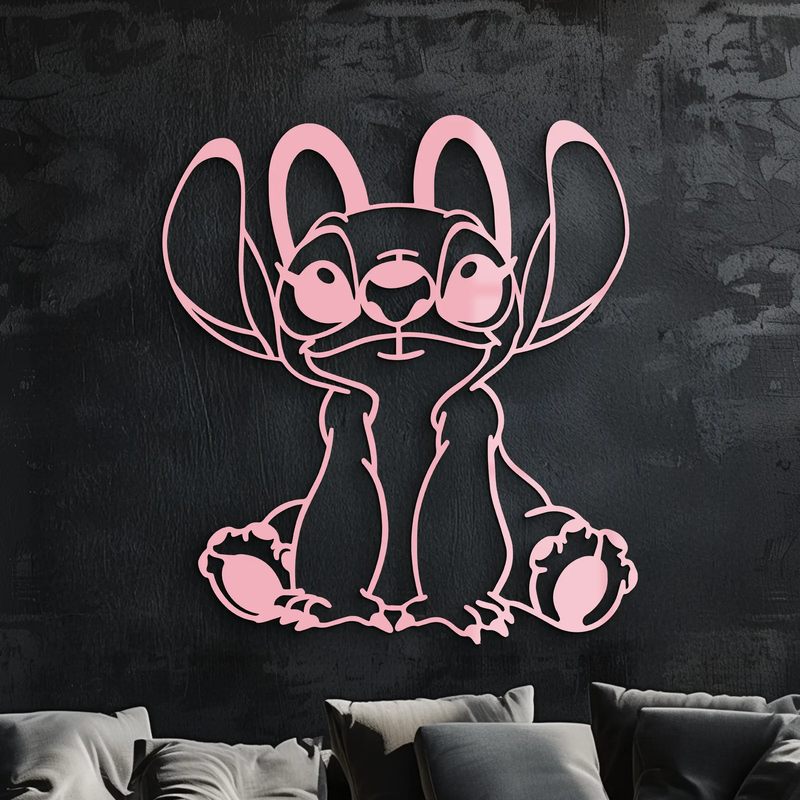 Stitch Silhouette Metal Wall Art – Cute Cartoon Character Design - KAFGP067 by Enova Art