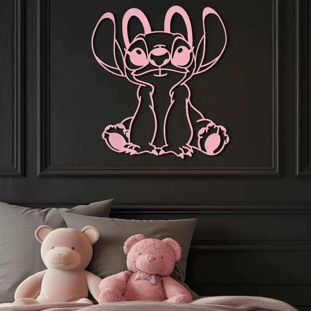 Stitch Silhouette Metal Wall Art – Cute Cartoon Character Design - KAFGP067 by Enova Art