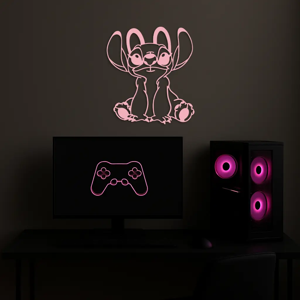 Stitch Silhouette Metal Wall Art – Cute Cartoon Character Design - KAFGP067 by Enova Art