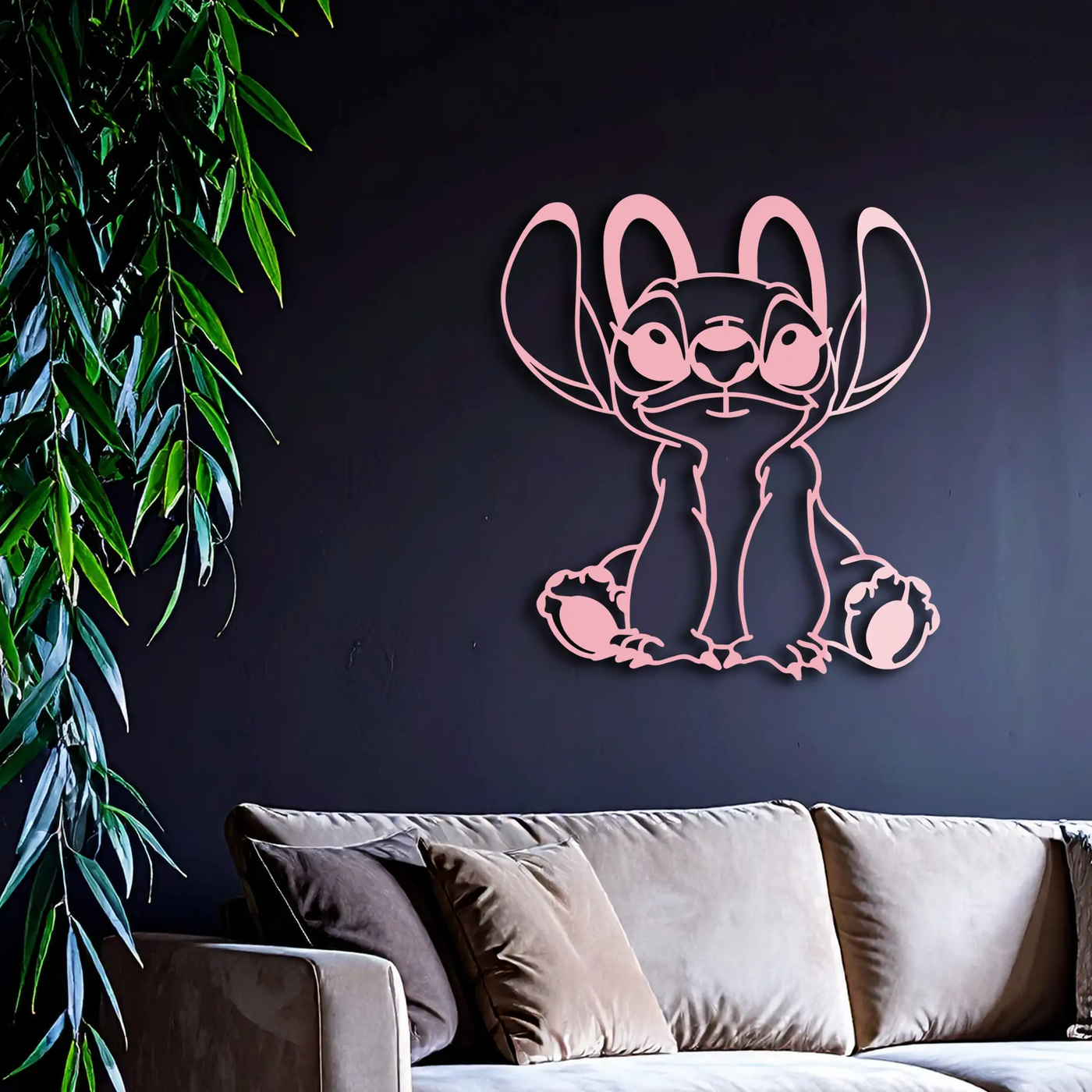 Stitch Silhouette Metal Wall Art – Cute Cartoon Character Design - KAFGP067