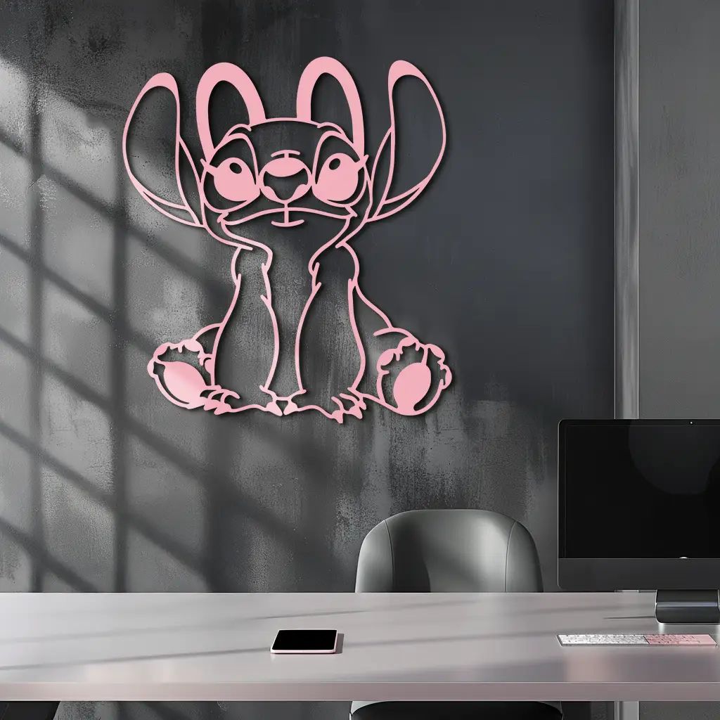 Stitch Silhouette Metal Wall Art – Cute Cartoon Character Design - KAFGP067 by Enova Art