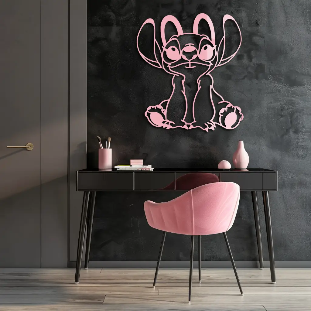 Stitch Silhouette Metal Wall Art – Cute Cartoon Character Design - KAFGP067 by Enova Art