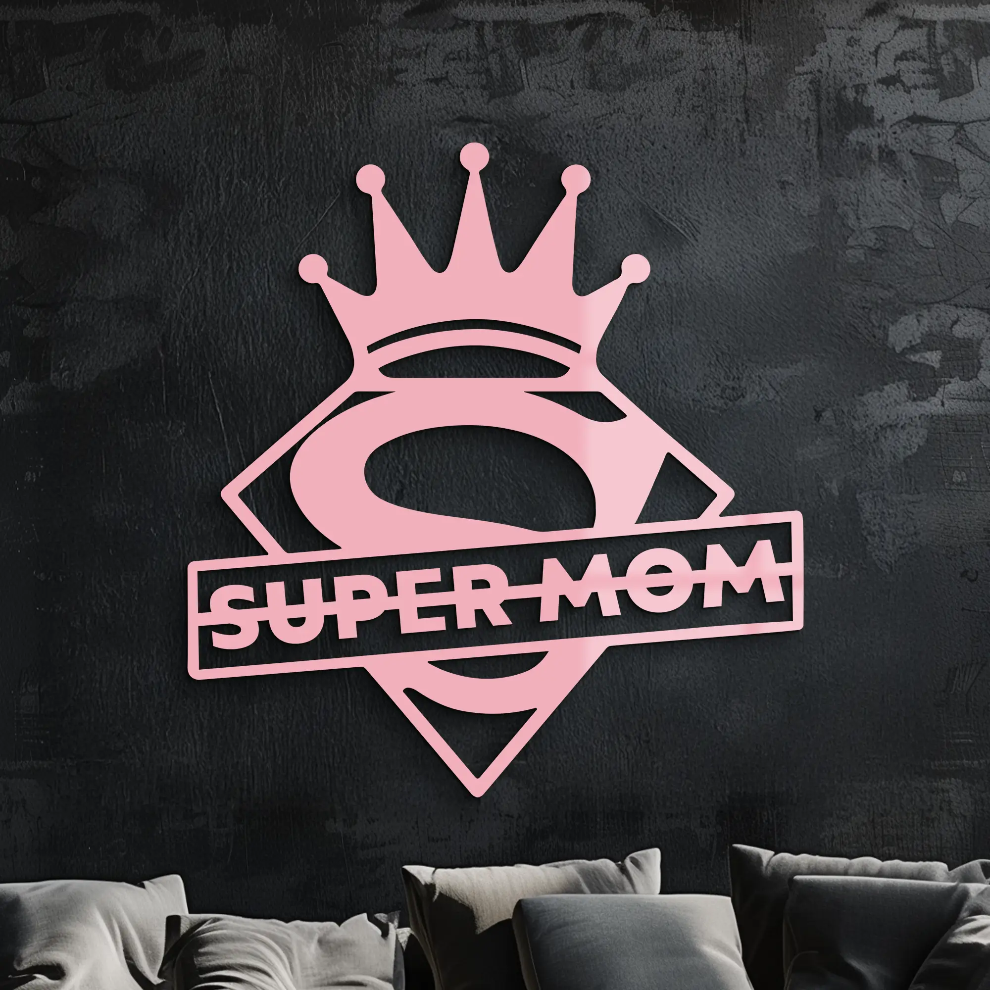 Super Mom Crown Metal Wall Art – Heroic Decorative Design - KAFGP068 by Enova Art