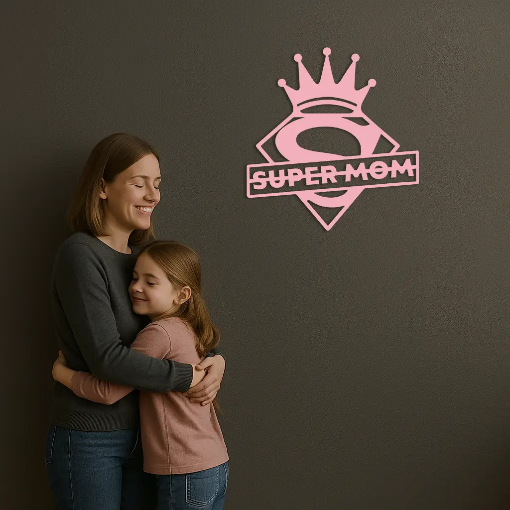 Super Mom Crown Metal Wall Art – Heroic Decorative Design - KAFGP068 by Enova Art