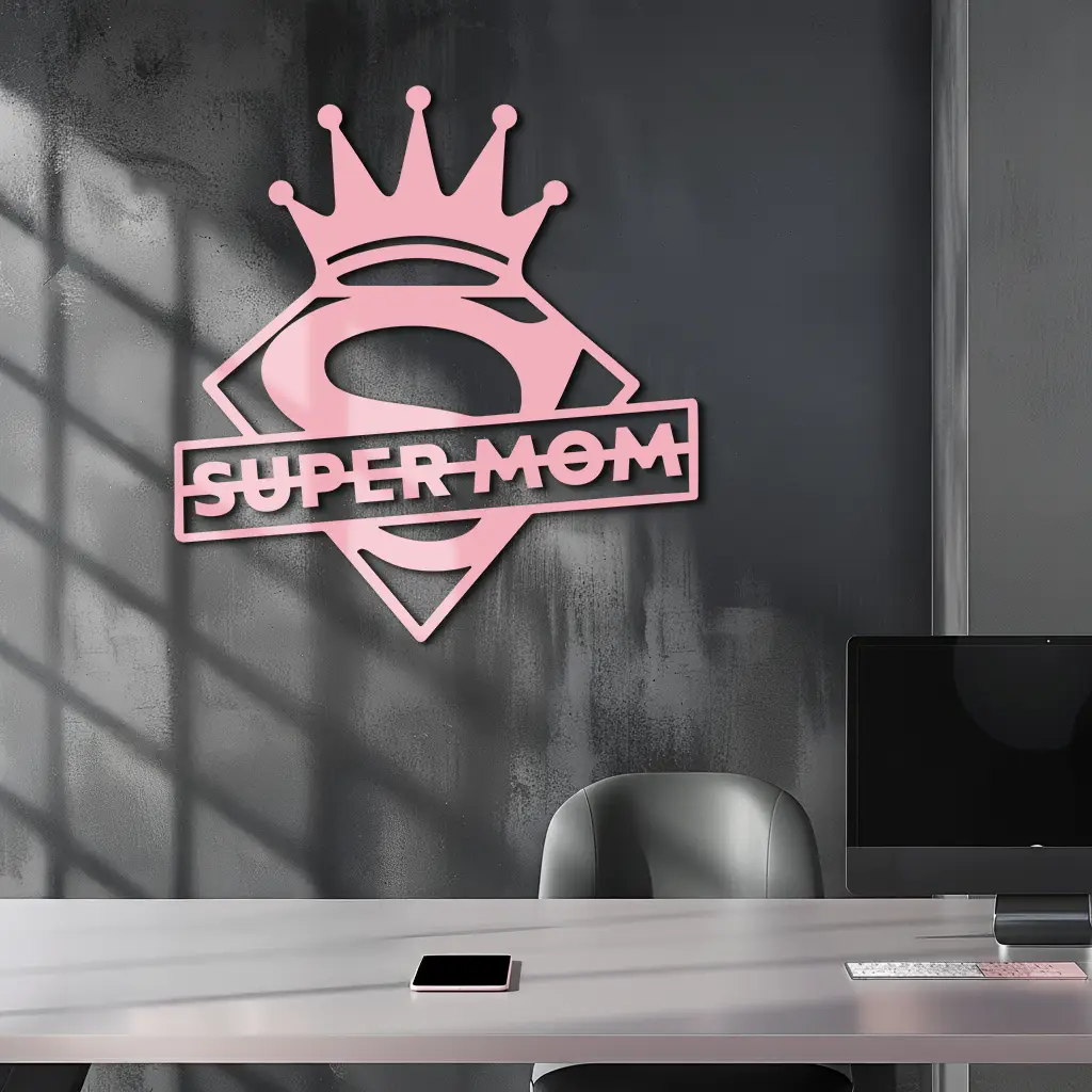Super Mom Crown Metal Wall Art – Heroic Decorative Design - KAFGP068