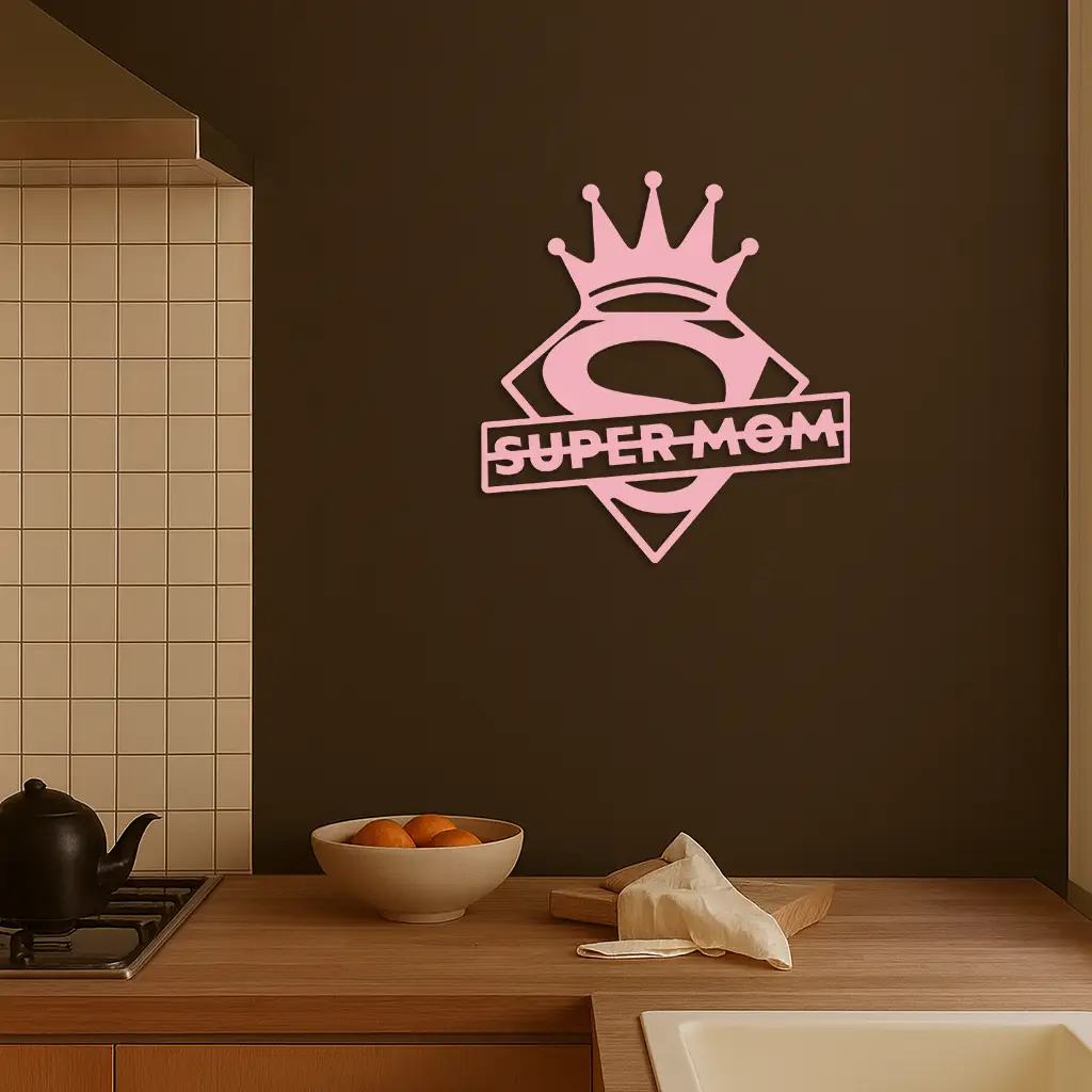 Super Mom Crown Metal Wall Art – Heroic Decorative Design - KAFGP068 by Enova Art