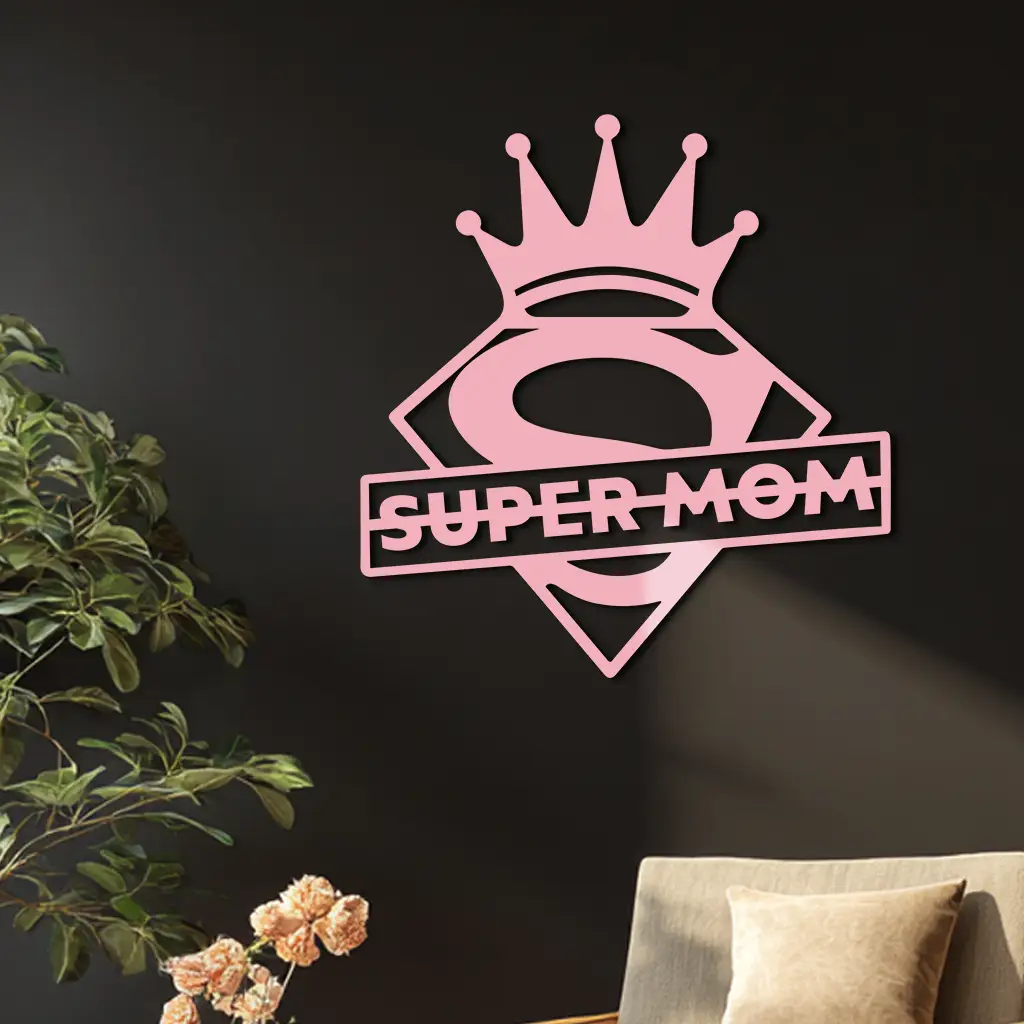 Super Mom Crown Metal Wall Art – Heroic Decorative Design - KAFGP068