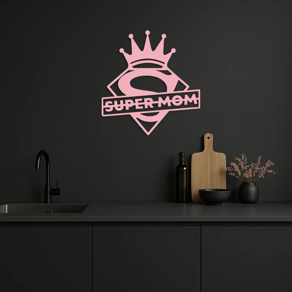 Super Mom Crown Metal Wall Art – Heroic Decorative Design - KAFGP068 by Enova Art