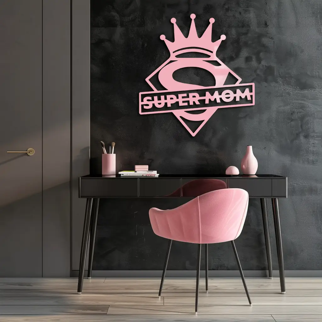Super Mom Crown Metal Wall Art – Heroic Decorative Design - KAFGP068 by Enova Art
